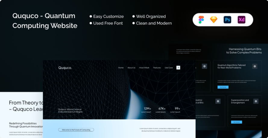 272027b3-f788-4e6b-8204-bacfd628bef2 landing pages for high-end technology websites (FIG, PSD, SKETCH, XD) - Image 1