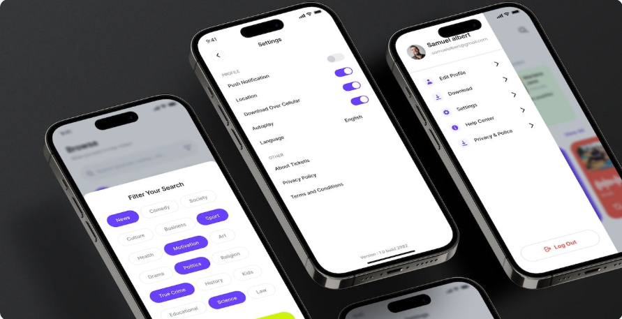 275153d9-92b9-4d64-af5a-f831fe313341 Podcast App UI Design Template figma Source File - Image 1