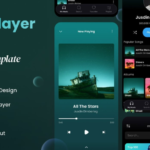 Music player app UI design template kit FIG, PSD, XD