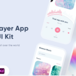 Minimalist music app UI design kit FIG, SKETCH, XD