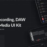 Download the Figma kit, a cool, dark-themed professional music editor app UI resource library.