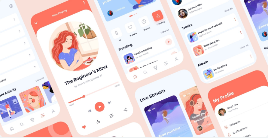 e33b8b41-8a4d-4829-aa4f-482fc9f5c827 Podcast App UI Design Kit xd Source Files - Image 1